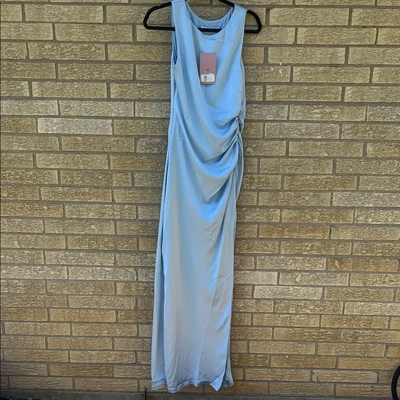 Elegant Light Blue Satin Dress - Picture 8 of 8